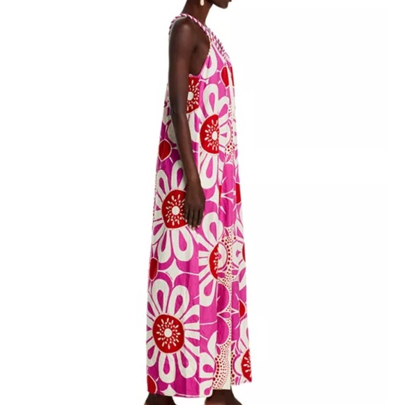 Farm Rio Maia Rope Trim Cotton Jumpsuit, Pink Floral, Size M - Picture 5 of 15